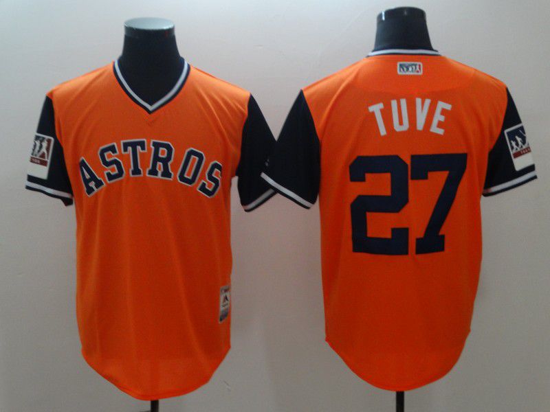 Men Houston Astros 27 Tuve Orange New Rush Limited MLB Jerseys